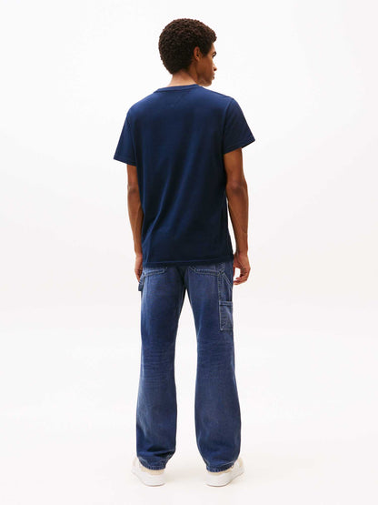 T-SHIRT SLIM LINEAR TOMMY JEANS DA UOMO BLU