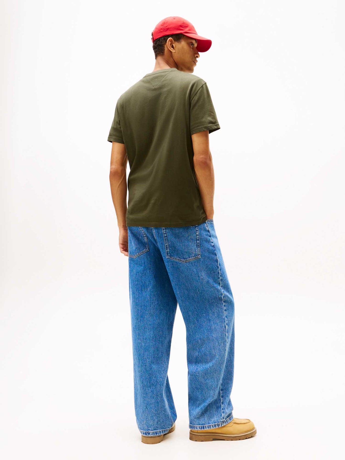 T-shirt girocollo verde slim Tommy Jeans con logo uomo