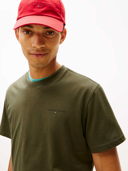 T-shirt girocollo verde slim Tommy Jeans con logo uomo