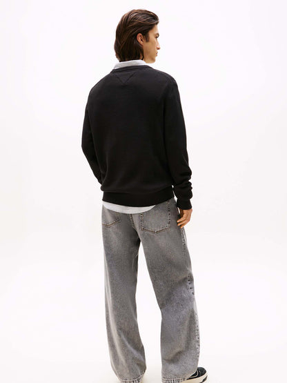 PULLOVER SLIM TOMMY JEANS DA UOMO NERO