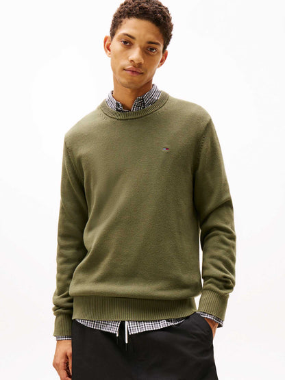Maglione Tommy Jeans Essentials da uomo verde in cotone