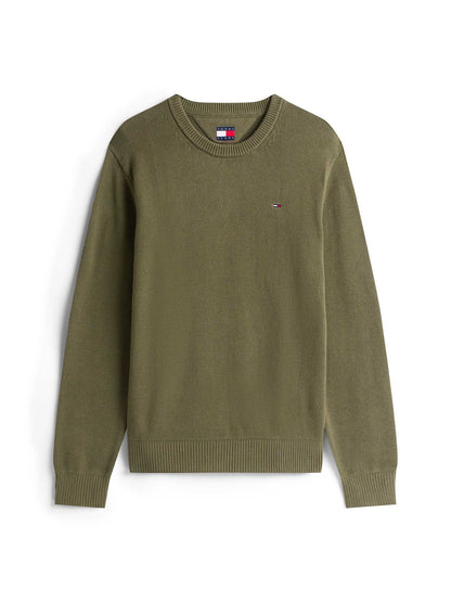 Maglione Tommy Jeans Essentials da uomo verde in cotone