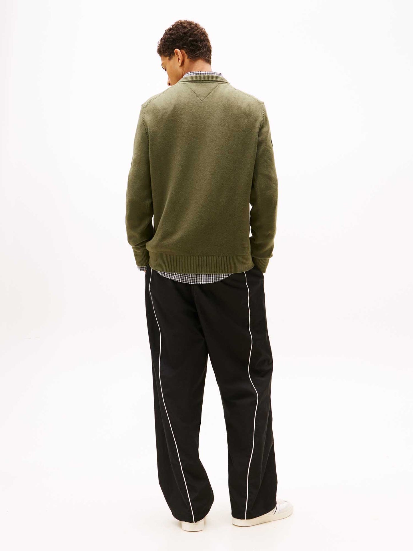 Maglione Tommy Jeans Essentials da uomo verde in cotone