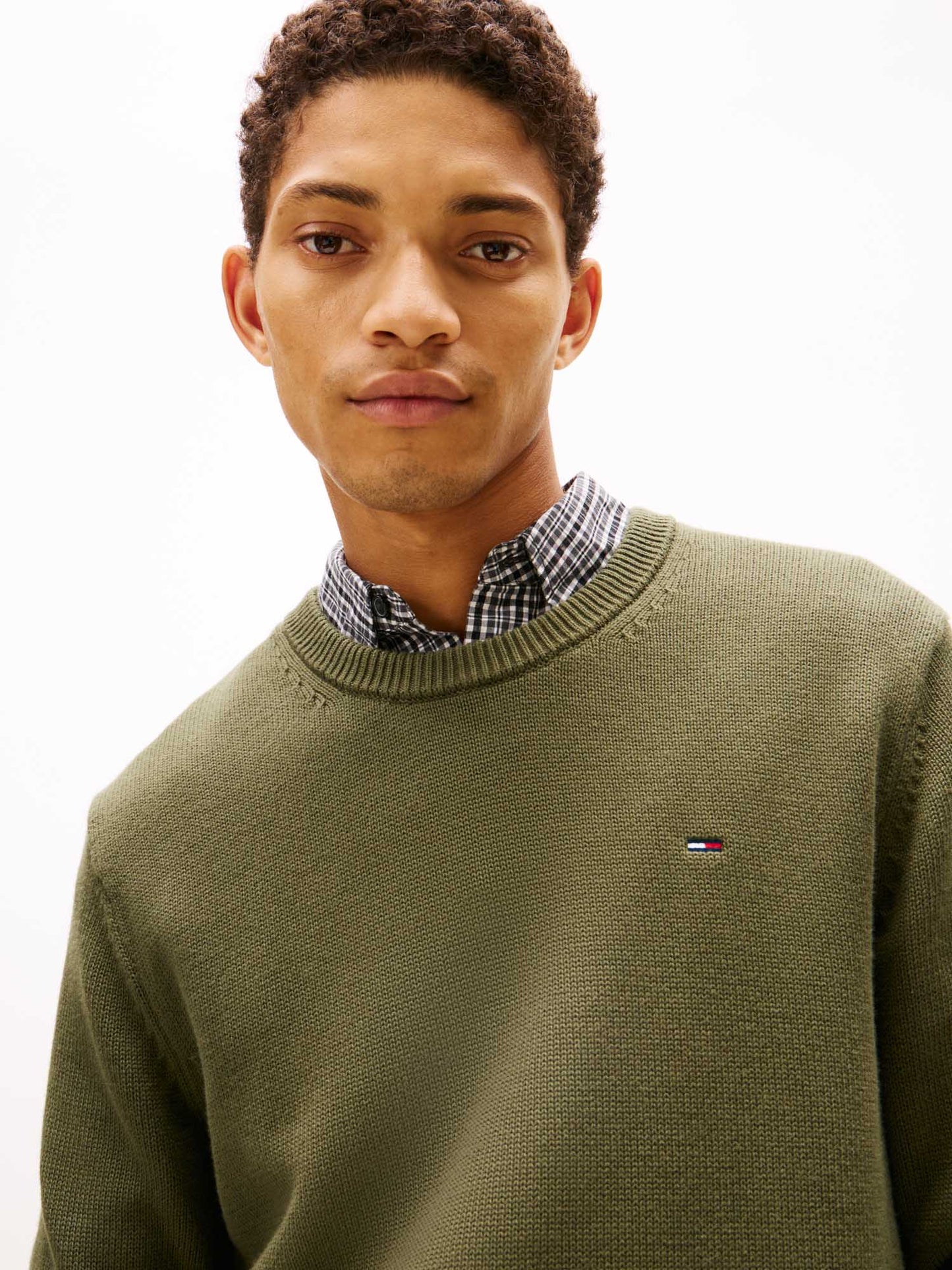 Maglione Tommy Jeans Essentials da uomo verde in cotone
