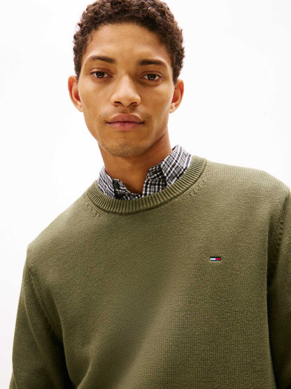Maglione Tommy Jeans Essentials da uomo verde in cotone