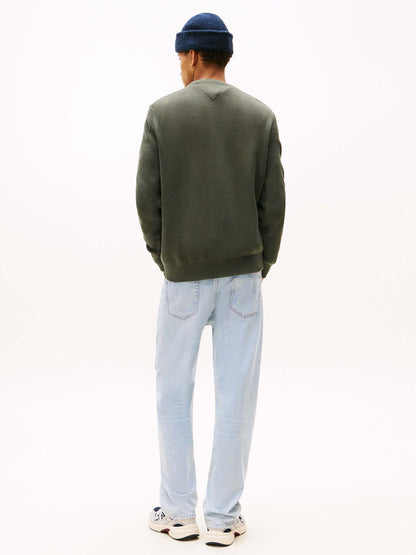 PULLOVER SLIM TOMMY JEANS DA UOMO VERDE