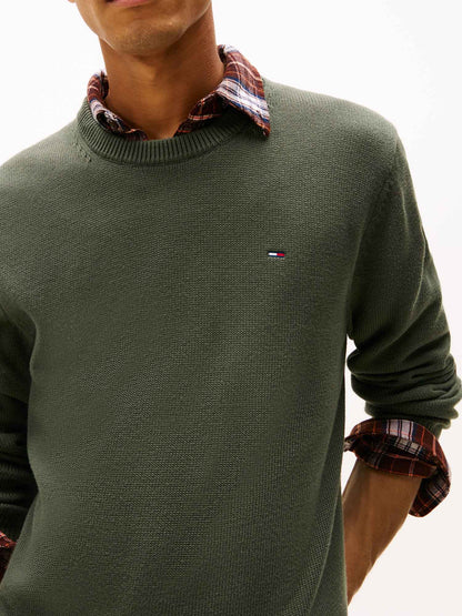 PULLOVER SLIM TOMMY JEANS DA UOMO VERDE