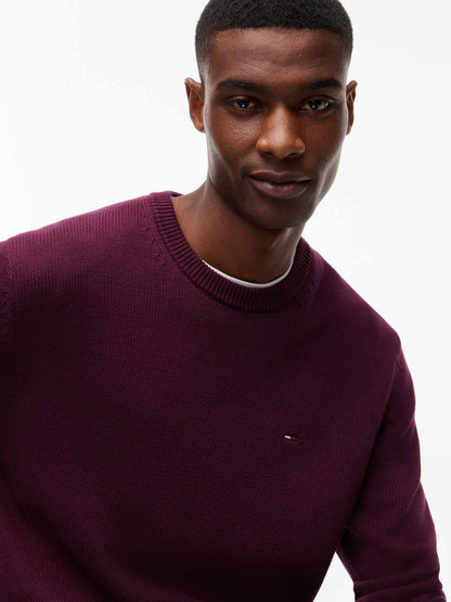 Tommy Hilfiger Tjm Slim Ess Crew, maglia da uomo bordeaux