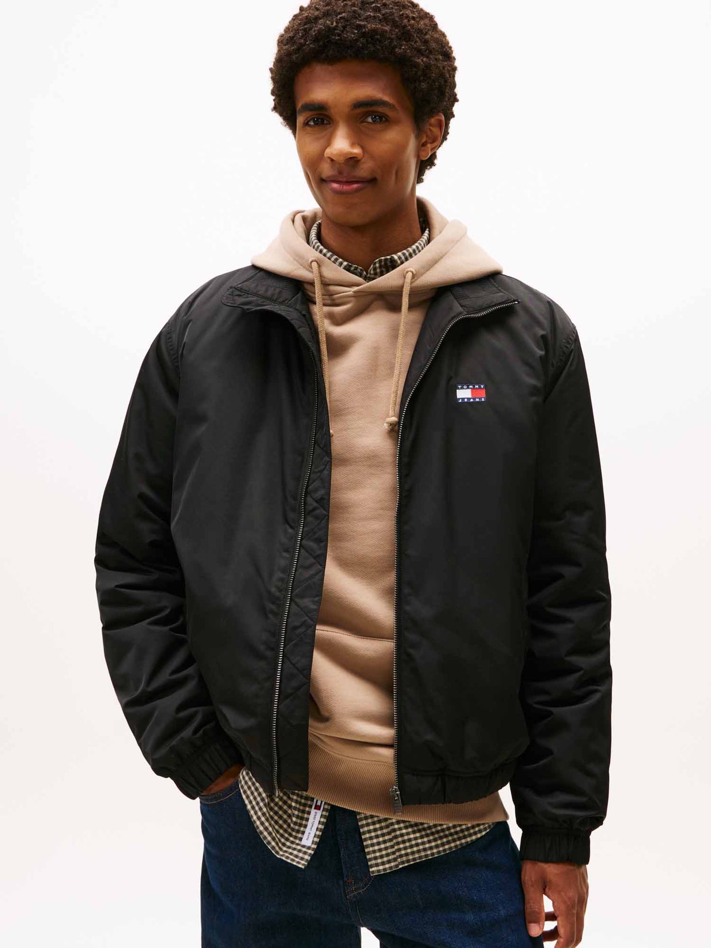 Tommy Hilfiger Logo Padded Zip-Thru Jacket, giubbotto da uomo nero