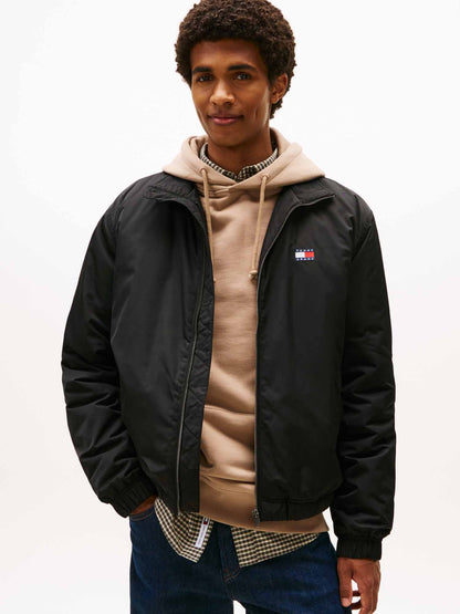 Tommy Hilfiger Logo Padded Zip-Thru Jacket, giubbotto da uomo nero