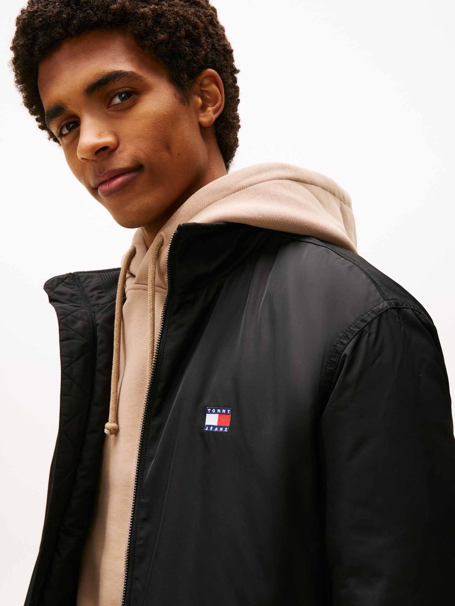 Tommy Hilfiger Logo Padded Zip-Thru Jacket, giubbotto da uomo nero