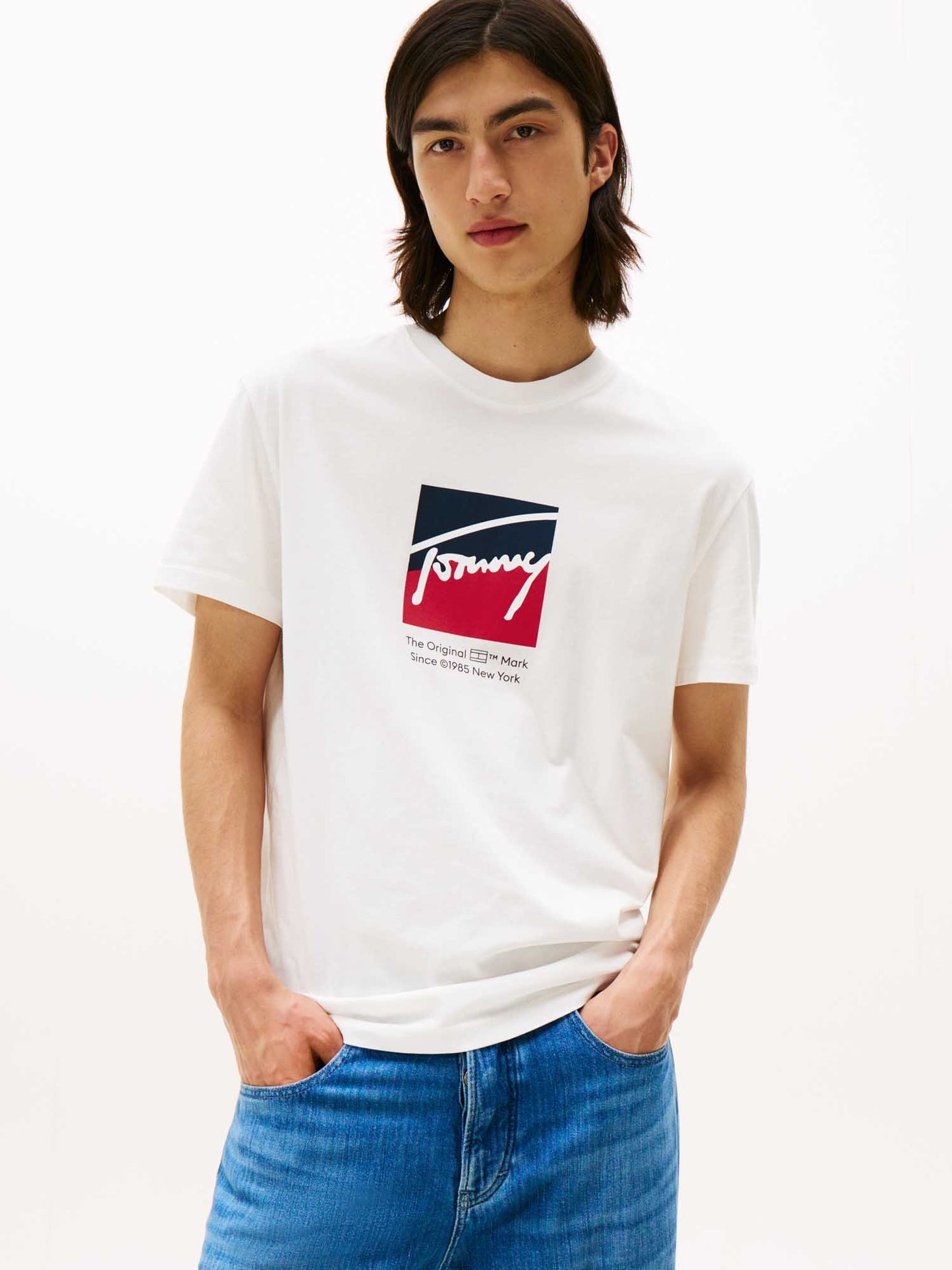 T-SHIRT A MANICHE CORTE TOMMY JEANS UOMO BIANCO