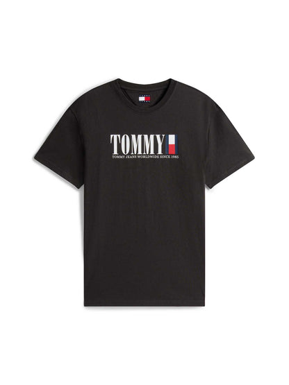 T-SHIRT REGULAR TOMMY JEANS  DA UOMO NERO