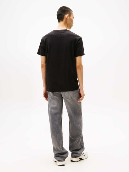 T-SHIRT REGULAR TOMMY JEANS  DA UOMO NERO