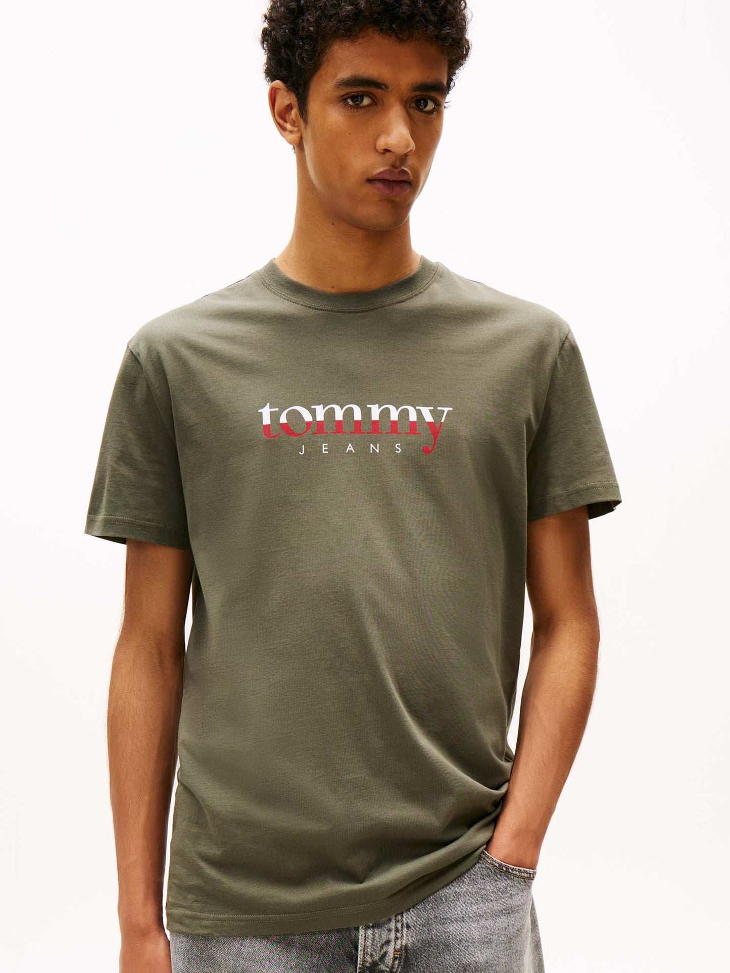 T-SHIRT LOGO TOMMY JEANS DA UOMO VERDE