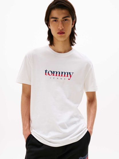 T-SHIRT LOGO TOMMY JEANS DA UOMO ECRU'