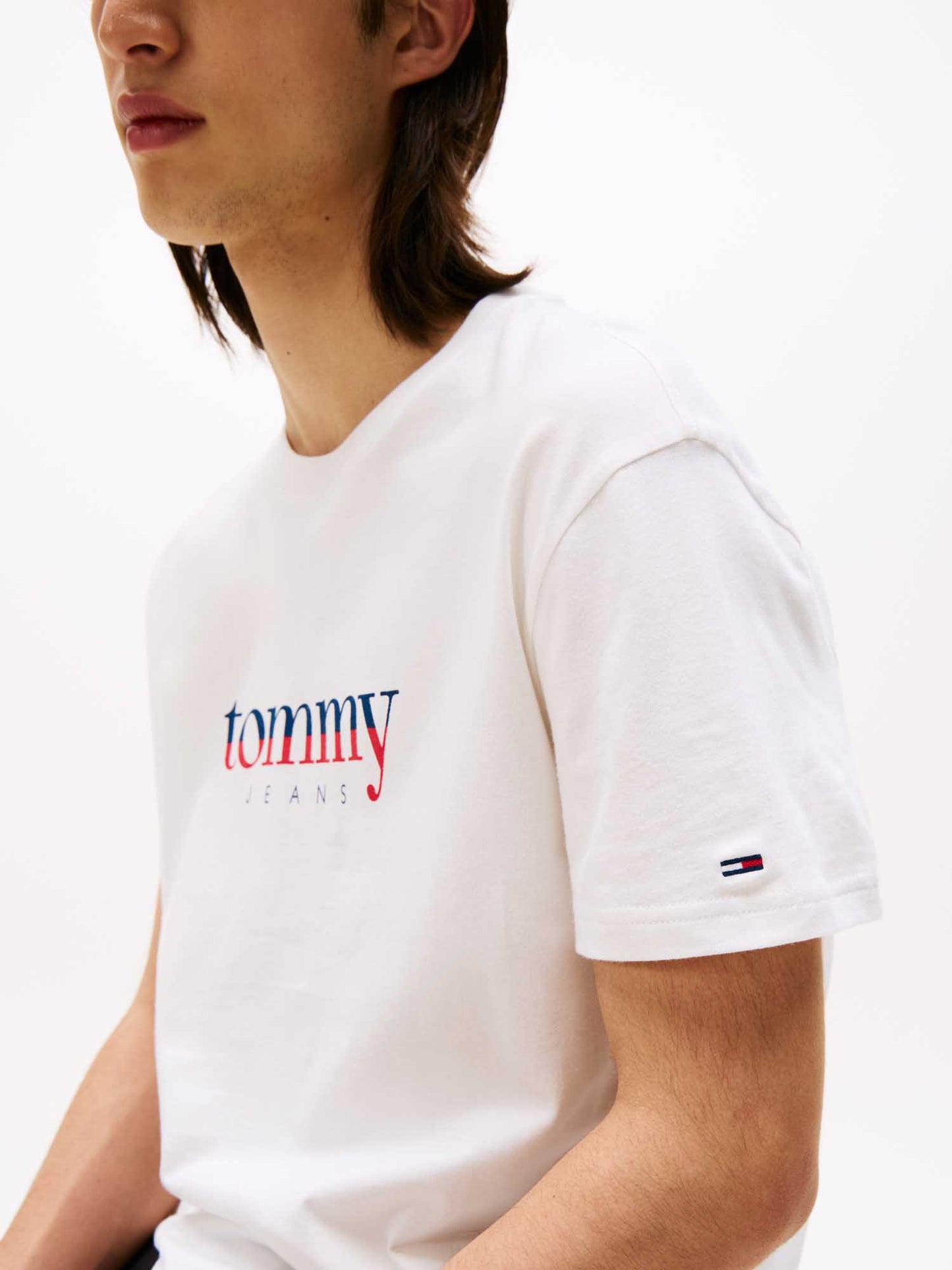 T-SHIRT LOGO TOMMY JEANS DA UOMO ECRU'