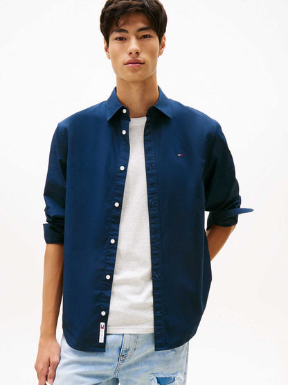Camicia regular fit Tommy Jeans blu da uomo in cotone