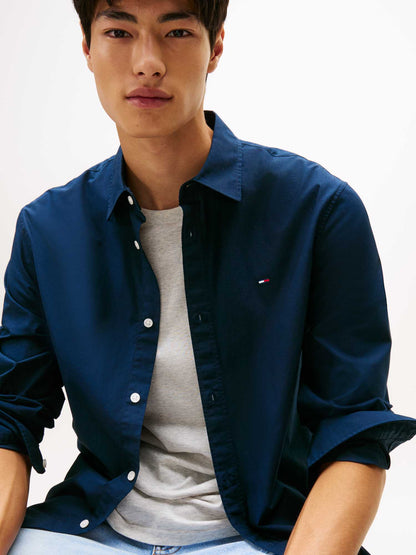 Camicia regular fit Tommy Jeans blu da uomo in cotone