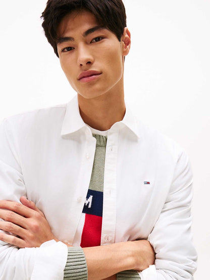 Tommy j. poplin shir camicia da uomo bianco