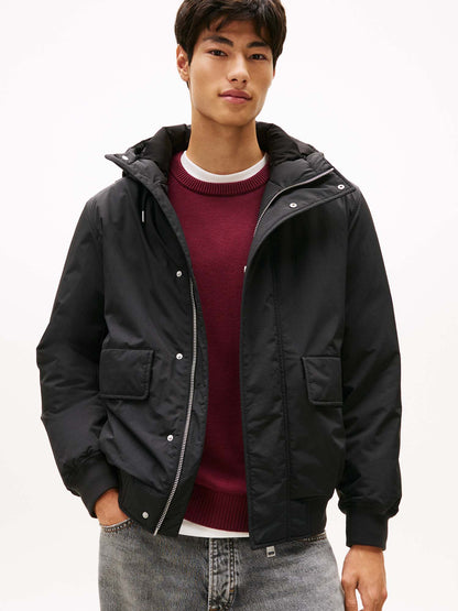 BOMBER CON CAPPUCCIO TOMMY JEANS DA UOMO NERO