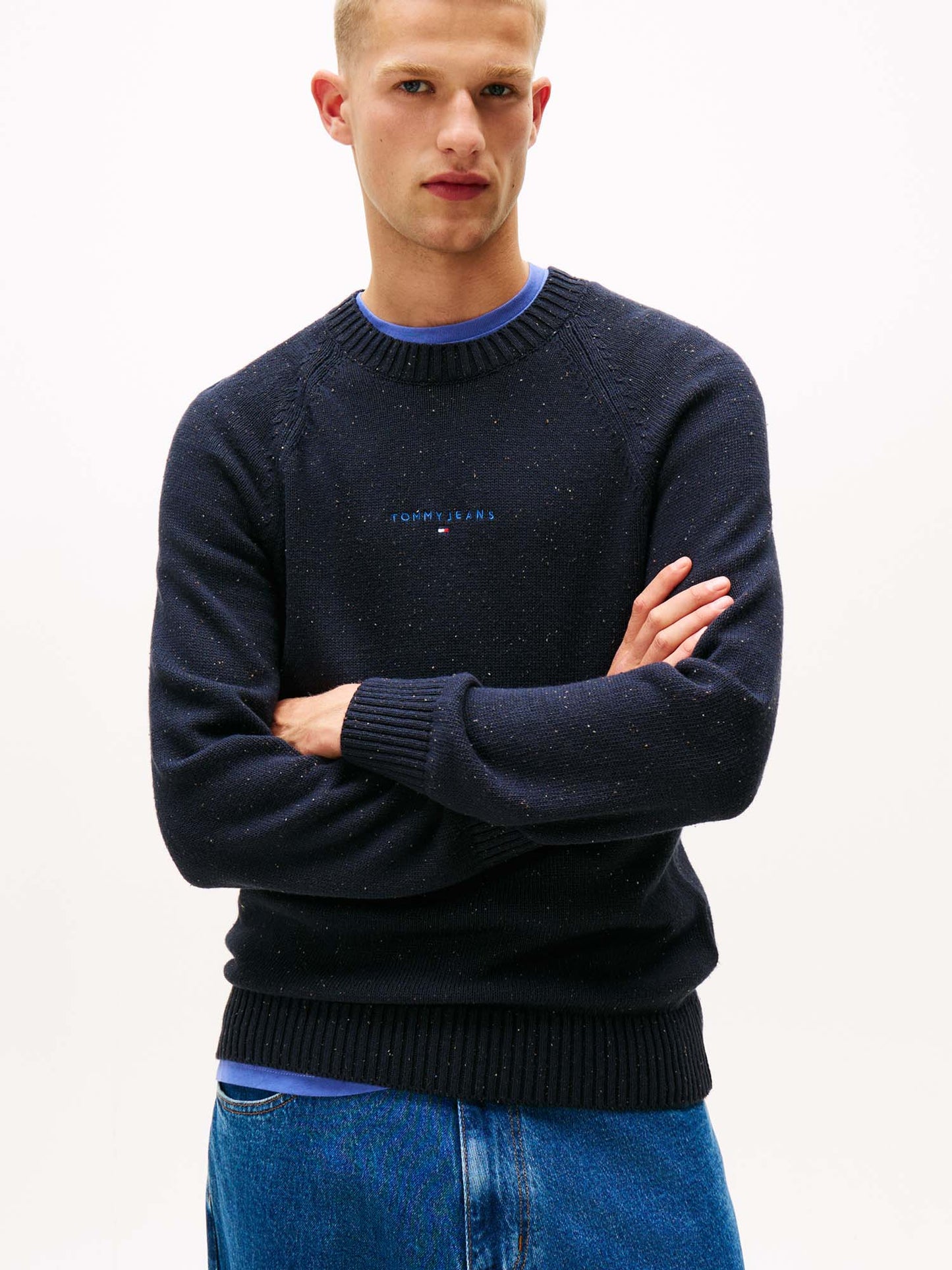 PULLOVER SLIM TOMMY JEANS DA UOMO BLU