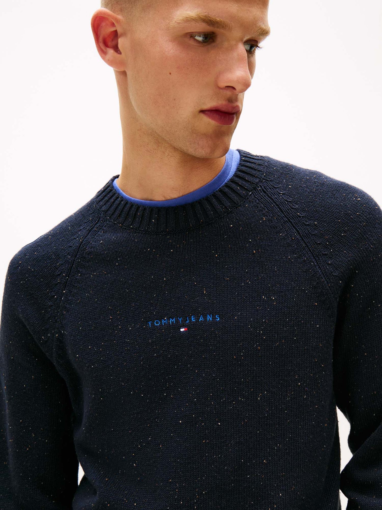 PULLOVER SLIM TOMMY JEANS DA UOMO BLU