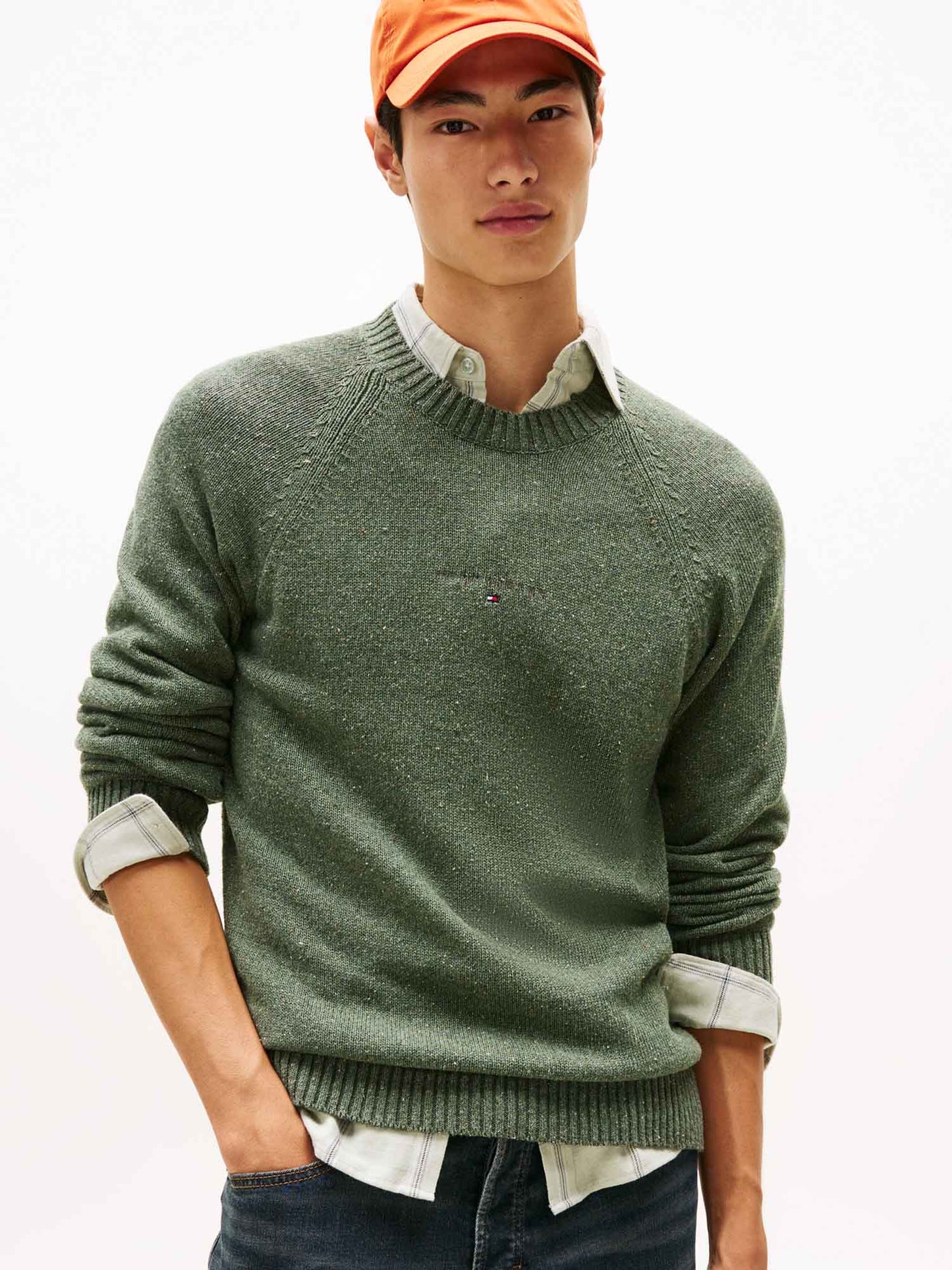 PULLOVER GIROCOLLO SLIM TOMMY JEANS DA UOMO VERDE