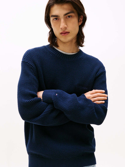 PULLOVER RICAMATO TOMMY JEANS DA UOMO BLU