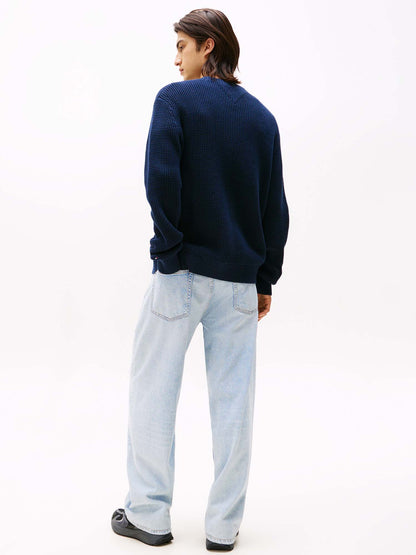 PULLOVER RICAMATO TOMMY JEANS DA UOMO BLU