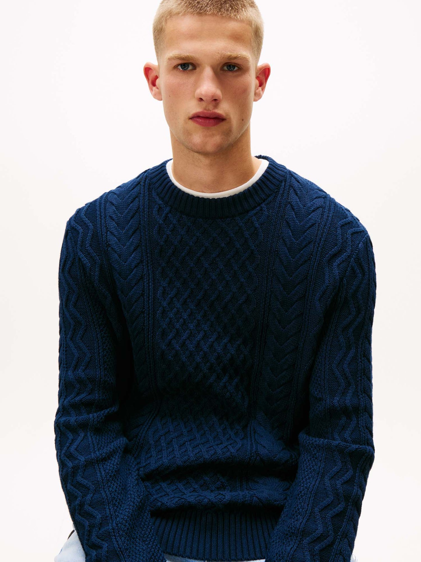 PULLOVER SLIM TOMMY JEANS DA UOMO BLU