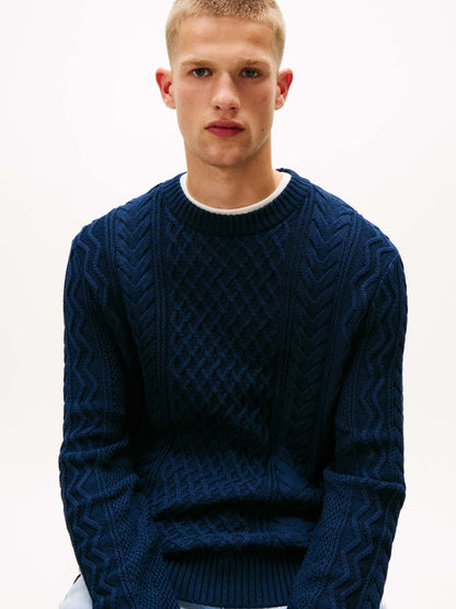 PULLOVER SLIM TOMMY JEANS DA UOMO BLU