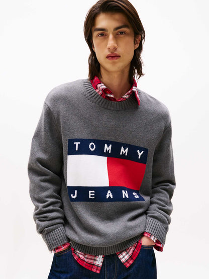 PULLOVER REGULAR TOMMY JEANS DA UOMO GRIGIO