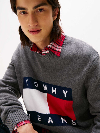 PULLOVER REGULAR TOMMY JEANS DA UOMO GRIGIO