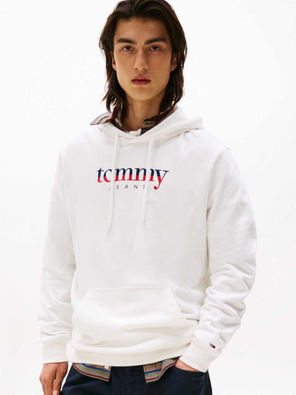 FELPA CON CAPPUCCIO E LOGO TOMMY JEANS DA UOMO BIANCO