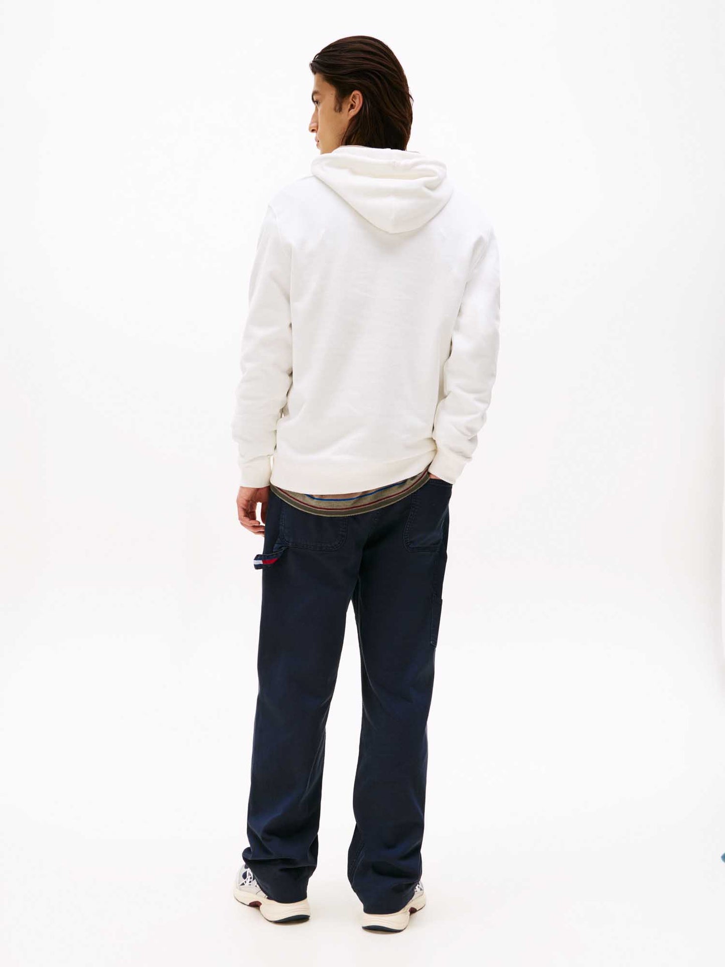 FELPA CON CAPPUCCIO E LOGO TOMMY JEANS DA UOMO BIANCO