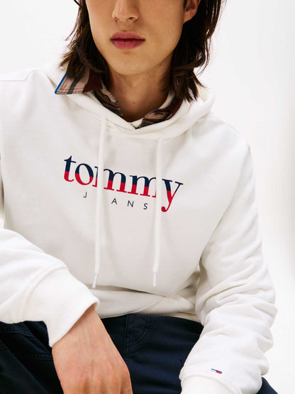 FELPA CON CAPPUCCIO E LOGO TOMMY JEANS DA UOMO BIANCO