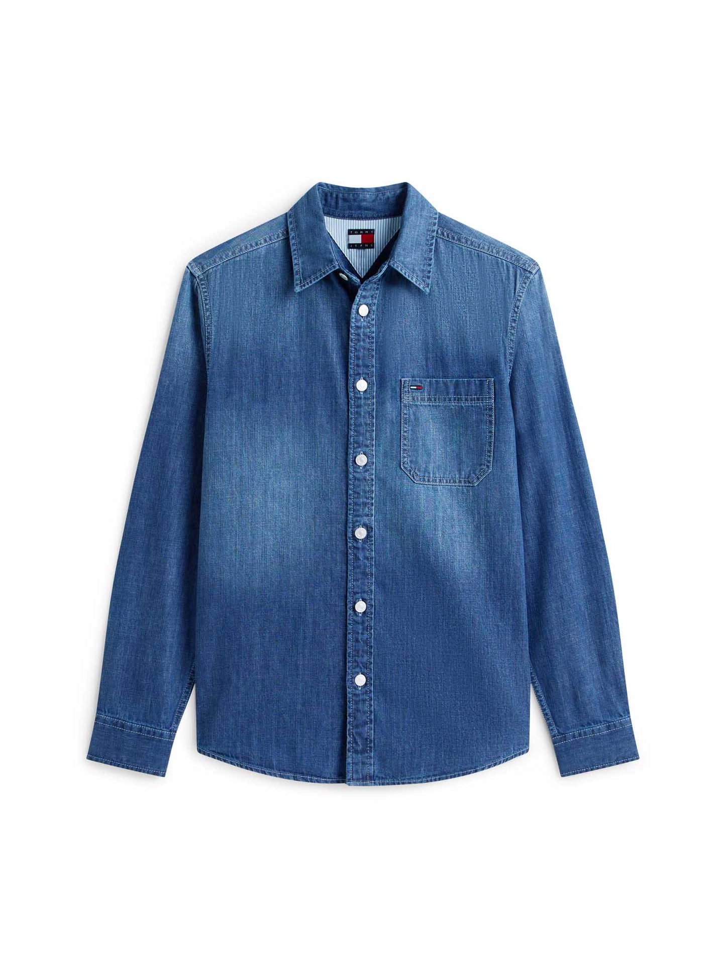 Camicia denim Tommy Jeans da uomo con taschino e vestibilità regular