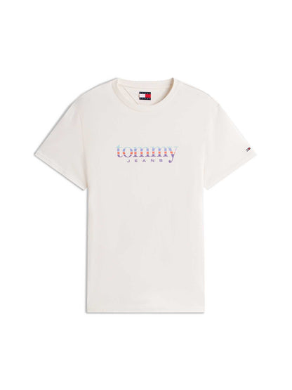 Tommy Jeans, t-shirt slim fit da uomo bianca con logo vintage