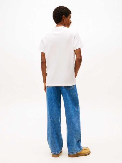 Tommy Jeans, t-shirt slim fit da uomo bianca con logo vintage