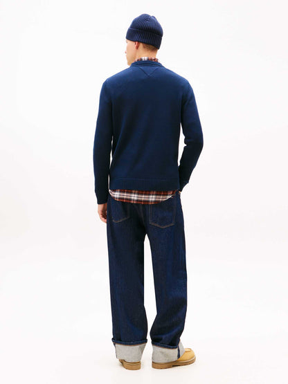 Pullover blu Tommy Jeans regular fit da uomo in cotone