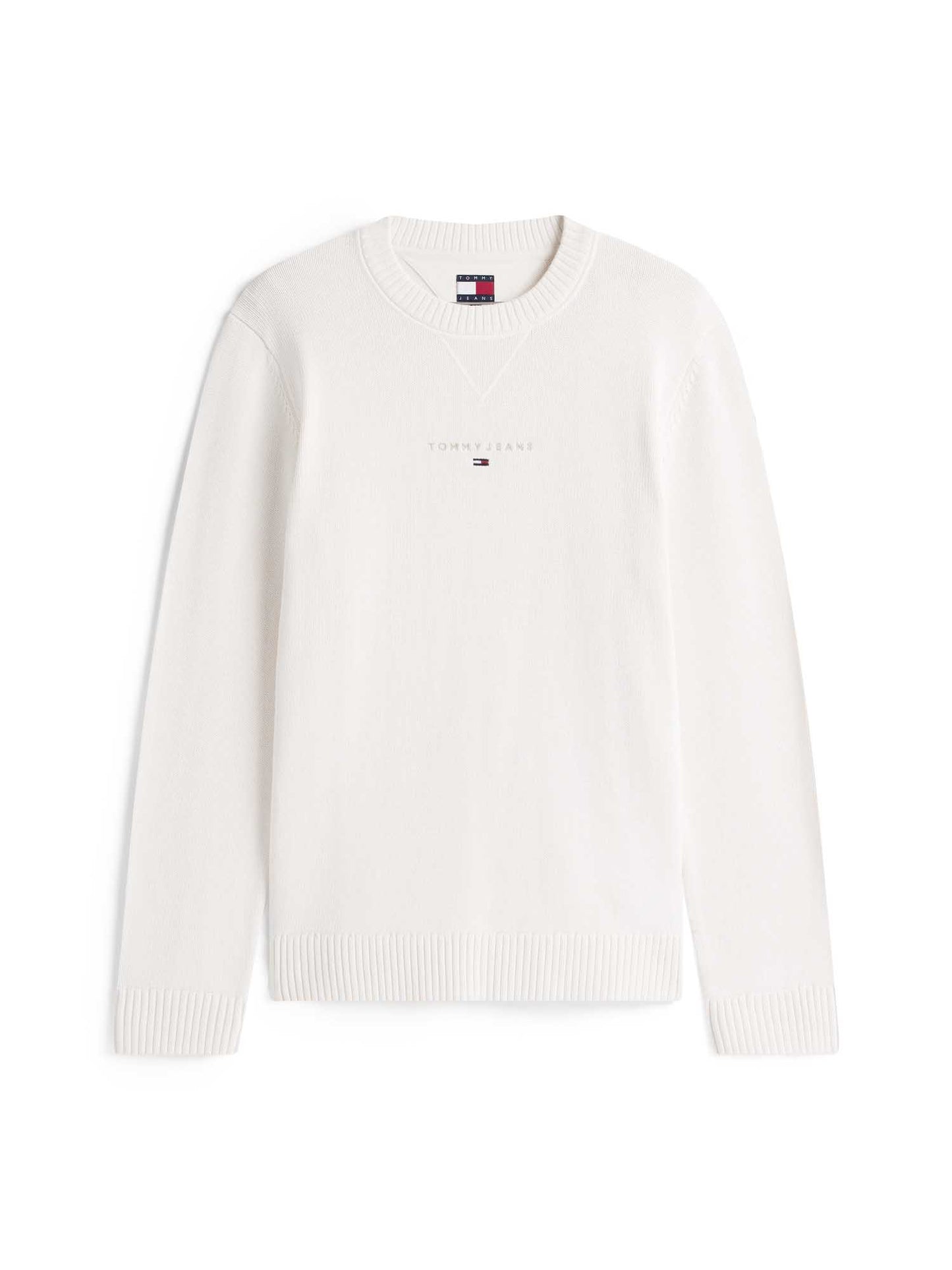 Pullover Tommy Jeans in cotone bianco da uomo con logo ricamato