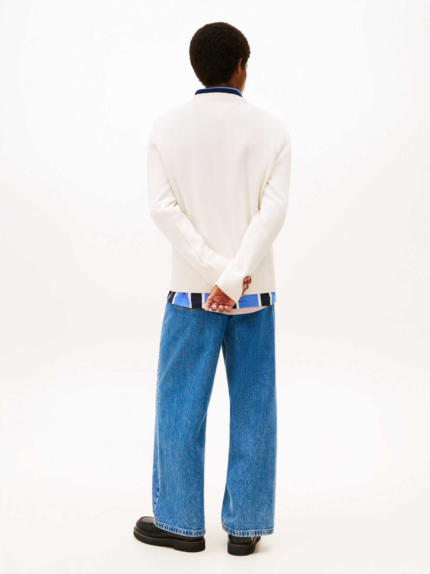 Pullover Tommy Jeans in cotone bianco da uomo con logo ricamato