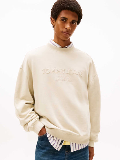Felpa Tommy Jeans 90s Garment-Dyed regular da uomo crema
