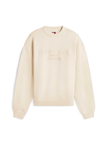 Felpa Tommy Jeans 90s Garment-Dyed regular da uomo crema