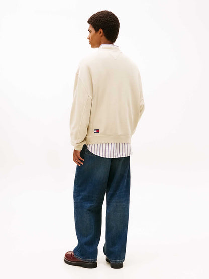 Felpa Tommy Jeans 90s Garment-Dyed regular da uomo crema