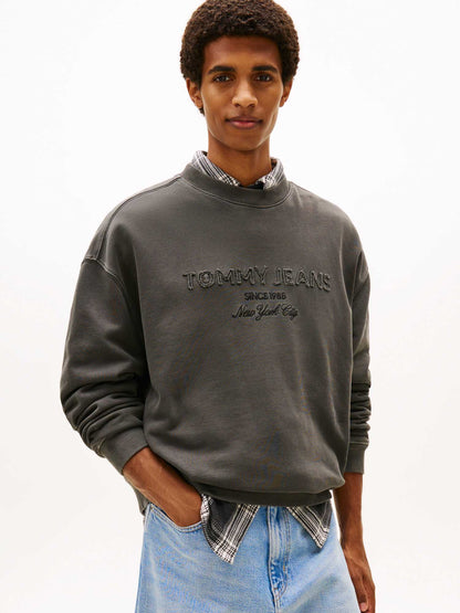 Felpa Tommy Jeans 90s nera da uomo con girocollo