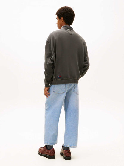 Felpa Tommy Jeans 90s nera da uomo con girocollo