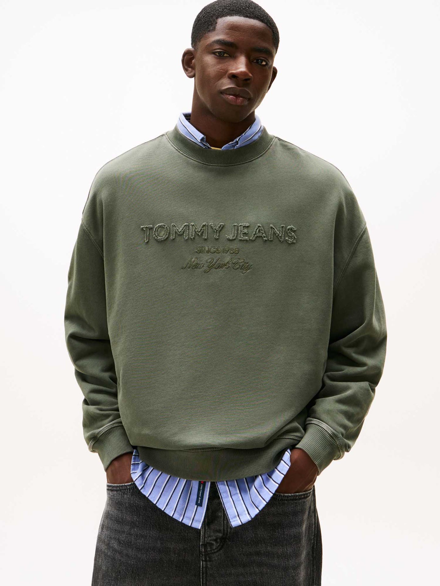 Felpa verde Tommy Jeans 90s GMD New da uomo