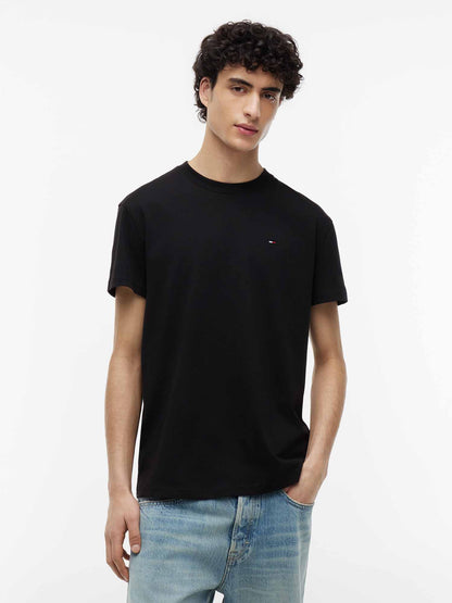 Tommy Hilfiger Tommy Jeans Sflag Te, t-shirt maniche corte da uomo nera